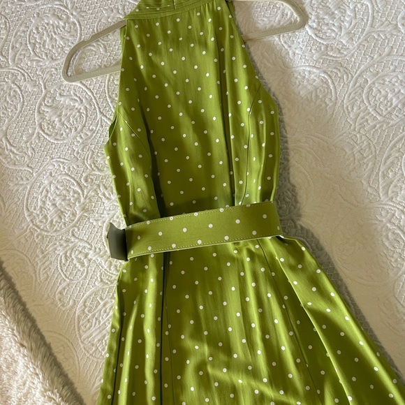 Coldwater Creek Lime Green Polka Dot Dress - Picture 7 of 10